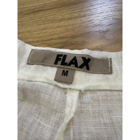 Flax linen white relax fit wide leg pants size M - Picture 3 of 9